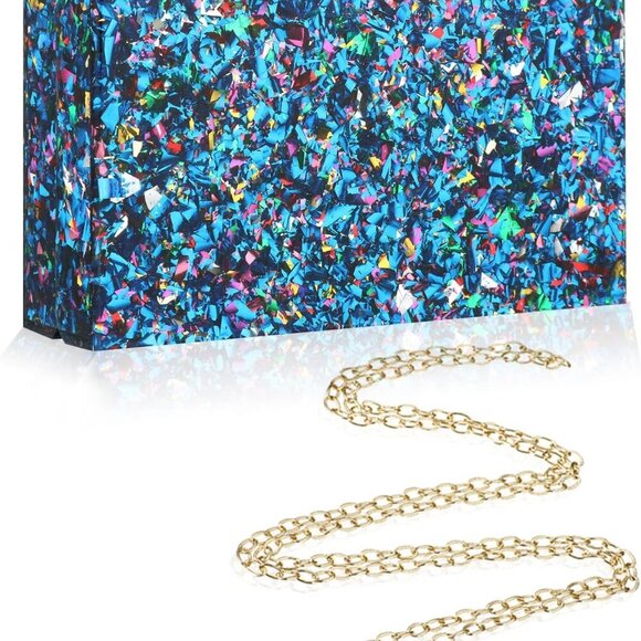 Acrylic Purses and Handbags for Women Multicolor Perspex Geometric Patterns Box - Picture 6 of 7